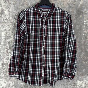 Charters Club Petite Size 14P Relaxed Fit Plaid Casual Button Top Long Sleeve